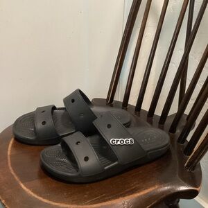 Crocs Classic Black Duel Strap Comfort Slide Sandals Unisex Size: W8,M6